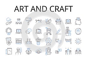 Art and craft line icons collection. Handiwork, Creation, Design, Skill, Technique, Talent, Creativity vector and linear