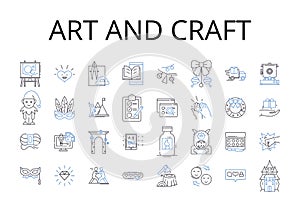 Art and craft line icons collection. Handiwork, Creation, Design, Skill, Technique, Talent, Creativity vector and linear