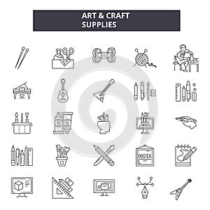 Art craft supplies line icons for web and mobile design. Editable stroke signs. Art craft supplies outline concept