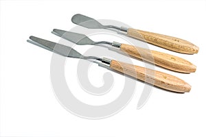 Art and craft tools on white background