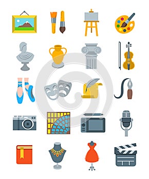 Art and crafts flat vector icons set photo