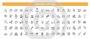 Art and culture line icons collection. Thin outline vector icons
