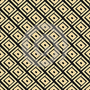 Art deco abstract seamless pattern. Vector vintage background with lines and golden rhombus