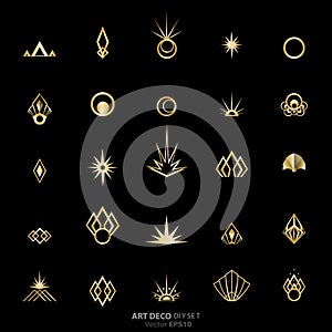 Art deco/Art nuvo diy vector golden black elegant  set of objects