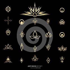 Art deco/Art nuvo diy vector golden black elegant  set of objects