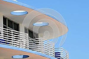 Art Deco balcony on a bright sunny day