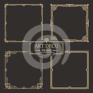 Art deco border and frame set vector