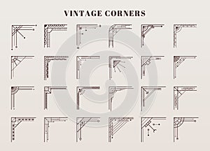 Art deco corners set in 1920s style. Trendy geometric template, vintage artdeco frames for cards, invitations, posters