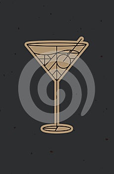 Art deco cosmopolitan cocktail dark
