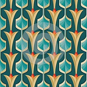 Art Deco decorative seamless pattern. Abstract Art Nouveau geometric background design.