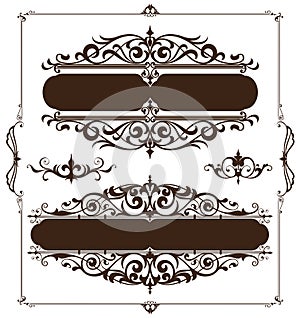 Art deco design elements of vintage ornaments and borders corners of the frame