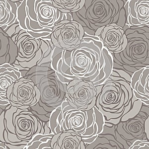 Art Deco floral seamless pattern with roses.