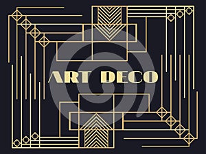 Art deco frame. Art deco geometric vintage frame. Retro style background. Style 1920s, 1930s. Vector