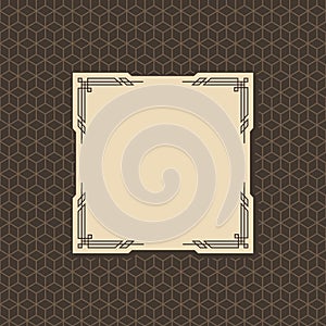 Art deco frame. Artwork graphic pattern culture. Orante wedding invintation. Vintage retro style banner or label design