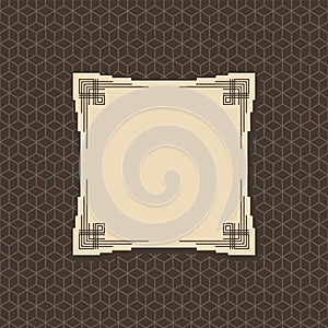 Art deco frame. Artwork graphic pattern culture. Orante wedding invintation. Vintage retro style banner or label design