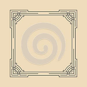 Art deco frame. Artwork graphic pattern. Orante wedding invintation background template. Vintage retro style banner or