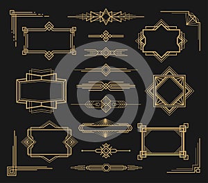 Art deco frame and border ornament set