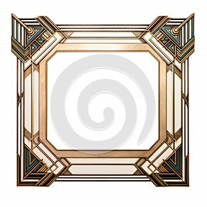 Art Deco Frame Set On White - Dark Teal, Light Bronze, Light Gold photo