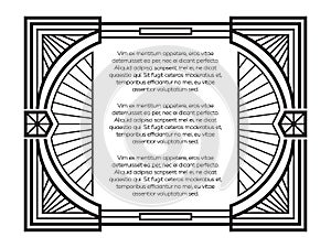 Art deco frame template isolated on white background
