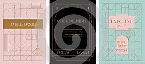 Art Deco frames minimalist collection. Elegant luxury borders and frames, vector templates design