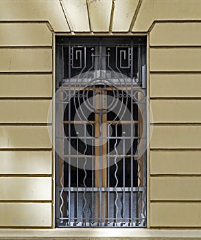 Art deco gate on facade, downtown Rio