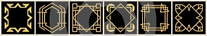 Art deco geometric golden frames vector set.