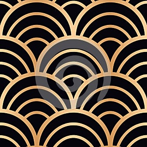 Art Deco golden seamless vintage wallpaper pattern. Geometric decorative background