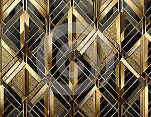 Art Deco inspired geometric pattern with gold and black hues