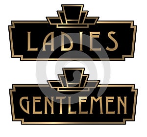 Art Deco Ladies and Gentlemen Restroom Signs photo