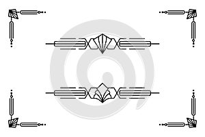 Art deco line border. decorative lines borders and geometric label frame vector design elements