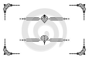 Art deco line border. decorative lines borders and geometric label frame vector design elements