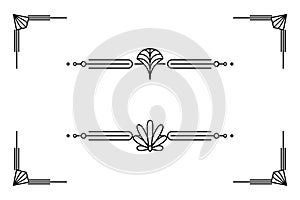 Art deco line border. decorative lines borders and geometric label frame vector design elements