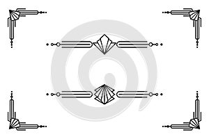 Art deco line border. decorative lines borders and geometric label frame vector design elements