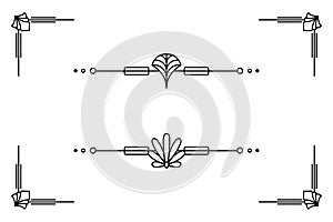 Art deco line border. decorative lines borders and geometric label frame vector design elements