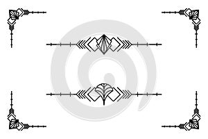 Art deco line border. decorative lines borders and geometric label frame vector design elements