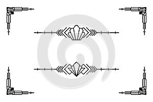 Art deco line border. decorative lines borders and geometric label frame vector design elements