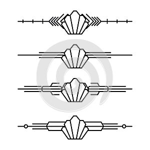 Art deco line border. decorative lines borders and geometric label frame vector design elements