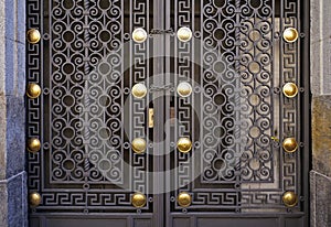 Art deco metallic gate details, downtown Rio