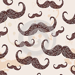 Art Deco Mustache seamless pattern, retro style, vector illustration photo