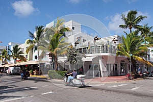 Art deco and palm trees in Miami Beach, Florida.