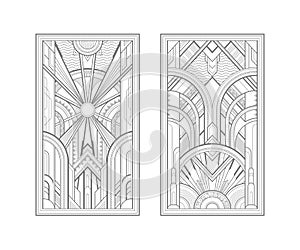 Art deco panels isolated on white background