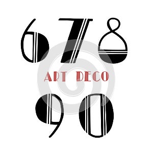 Art deco retro color numbers. Hand drawn vector creative numbers font set. Trend 1920 retro style