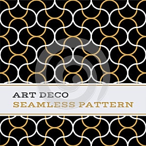 Art Deco seamless pattern black white and gold colours 10