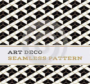 Art Deco seamless pattern black white and gold colours 12