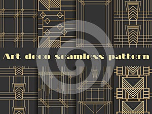 Art deco seamless patterns. Art deco geometric seamless pattern.