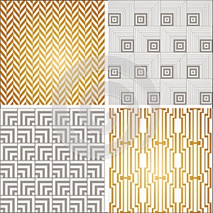 Art Deco seamless vintage wallpaper patterns set