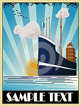 Art deco ship vector