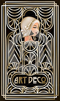 Art Deco silver card with flapper girl