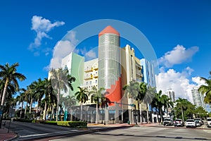 Art deco stores on Ocean Drive South Beach, Miami, Florida