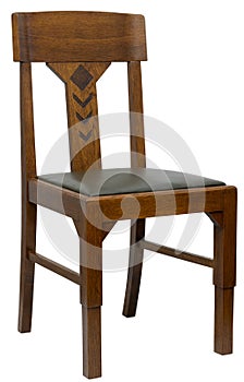 Art Deco style ,antique oak chair isolated on white background